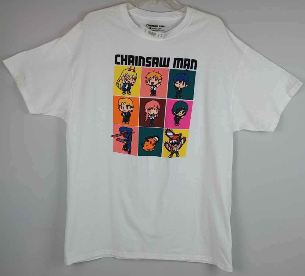 NWT Chainsaw Man Crunchyroll Adult XL White Chainsaw Man Anime Graphic Tshirt